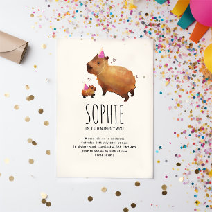 Cute Capybara kids birthday  Invitation