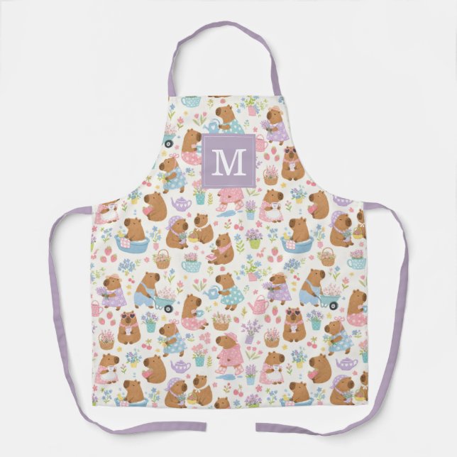 Cute Capybara Kitchen Apron (Front)
