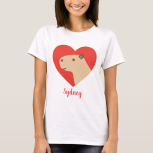 Cute Capybara Love Heart Minimalist Animal T-Shirt
