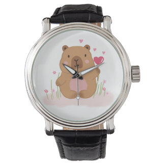 Cute Capybara Love Valentine Anniversary Gift Watch