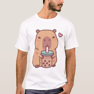 Cute Capybara Loves Drinking Bubble Tea T-Shirt