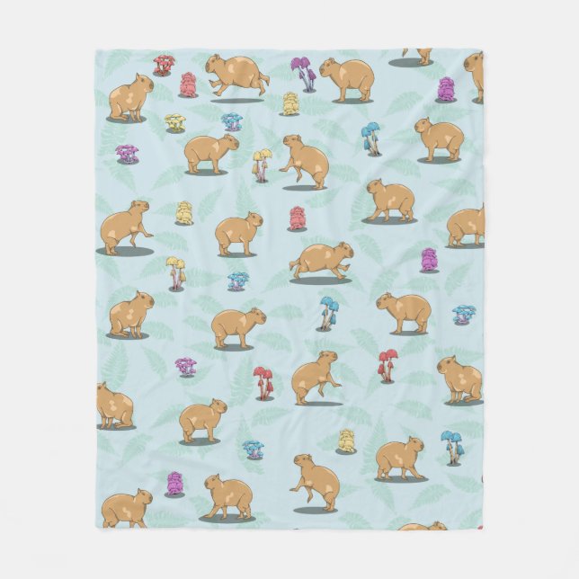 Cute capybara Pattern Fleece Blanket (Front)