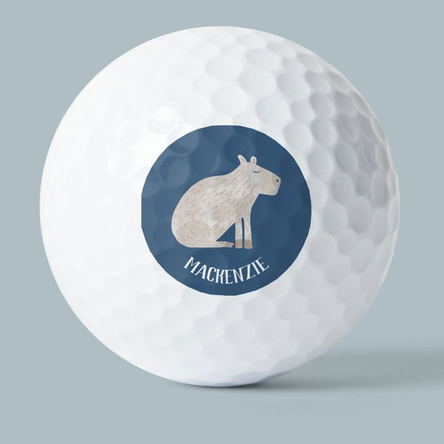Cute Capybara Personalised Golf Balls (Creator Uploaded)