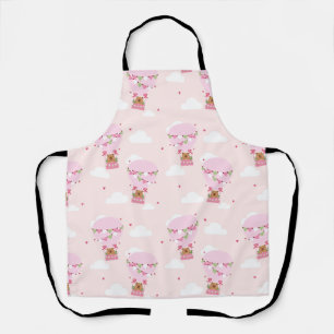 Cute Capybara Pink Hot Air Balloon Apron
