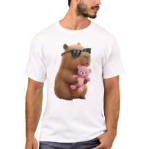 Cute Capybara Pink Teddy Bear Valentine Shirt