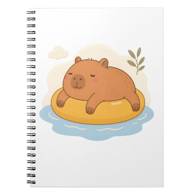 Cute Capybara Pool Float Summer Chill Notebook (Front)