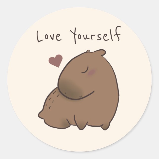 Cute capybara post-it notes classic round sticker (Front)
