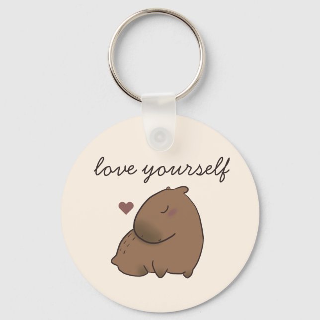 Cute capybara post-it notes key ring (Front)