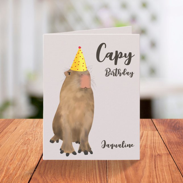 Cute Capybara Pun Illustration Birthday  Card (Creator Uploaded)