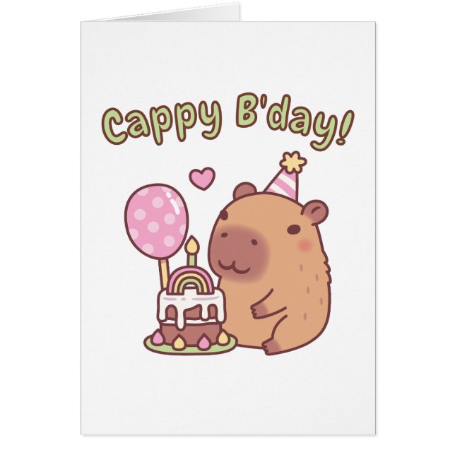 Cute Capybara Rainbow Birthday Cake Cappy Bday (Front)