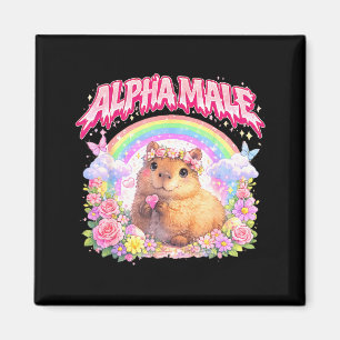 Cute capybara rainbow floral funny for men women magnet