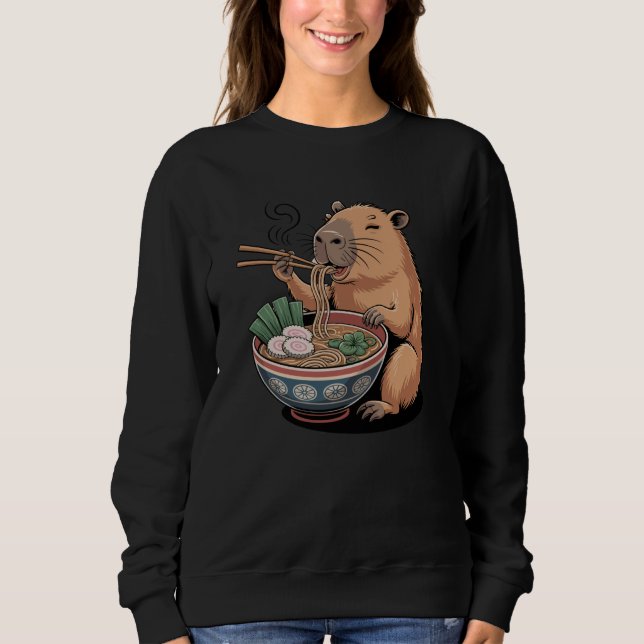 Cute Capybara Ramen Bowl Japanese Anime Foodie Hum Sweatshirt (Front)