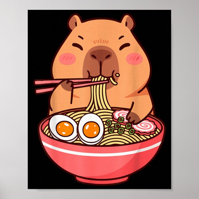 Cute Capybara Ramen Kawaii Kids Boys Girls Cool An Poster (Front)