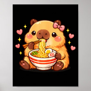 Cute capybara ramen kawaii tea kawaii ramen lover poster