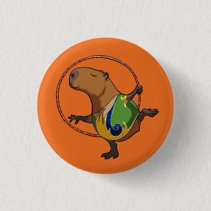 Cute Capybara Rhythmic Gymnastics Hoop Cartoon 3 Cm Round Badge
