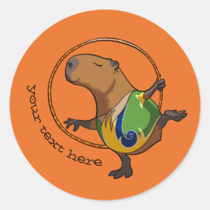Cute Capybara Rhythmic Gymnastics Hoop Cartoon Classic Round Sticker