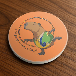 Cute Capybara Rhythmic Gymnastics Hoop Cartoon Coaster