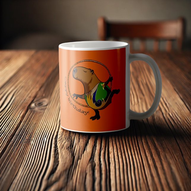 Cute Capybara Rhythmic Gymnastics Hoop Cartoon Coffee Mug (Creator Uploaded)