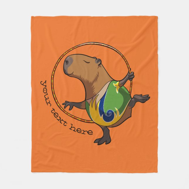 Cute Capybara Rhythmic Gymnastics Hoop Cartoon Fleece Blanket (Front)