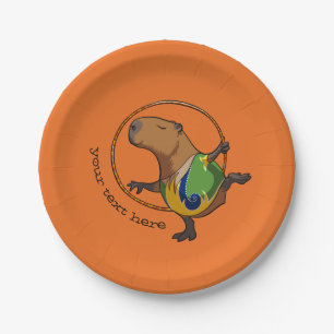Cute Capybara Rhythmic Gymnastics Hoop Cartoon Paper Plate