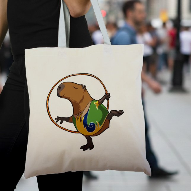 Cute Capybara Rhythmic Gymnastics Hoop Cartoon Tote Bag (Creator Uploaded)