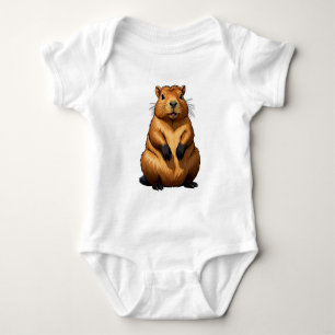Cute Capybara Rodent Animal Illustration Baby Bodysuit
