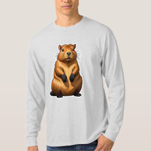 Cute Capybara Rodent Animal Illustration Long  T-Shirt