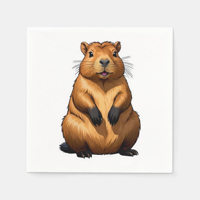 Cute Capybara Rodent Animal Illustration Napkin (Front)