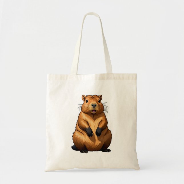 Cute Capybara Rodent Animal Illustration Tote Bag (Front)