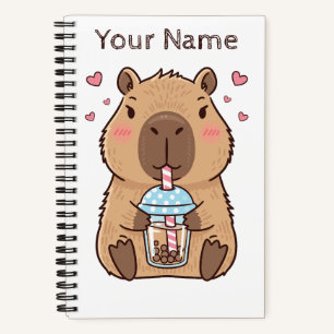 Cute Capybara Sipping Boba Tea Notebook