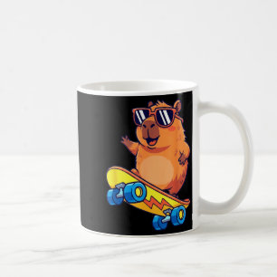 Cute Capybara Skateboarding Chill Animal Lover Art Coffee Mug