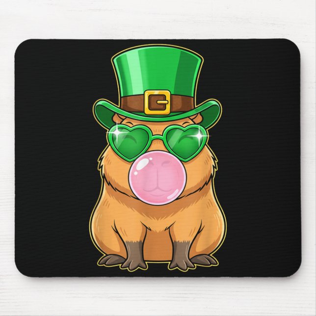 Cute Capybara St Patricks Day Capybara Bubble Gum  Mouse Pad (Front)