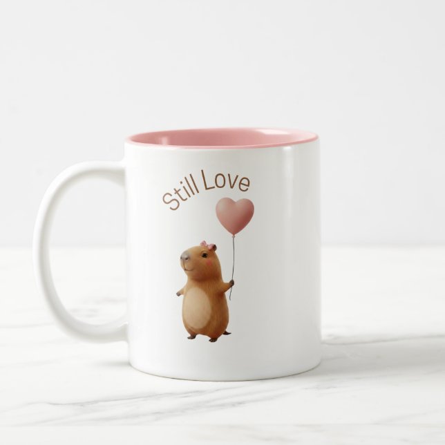 Cute Capybara Still Love Valentine Coffee Mug (Left)