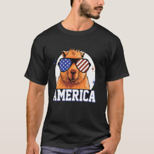 Cute Capybara Sunglasses 4th Of July Patriotic Ame T-Shirt
