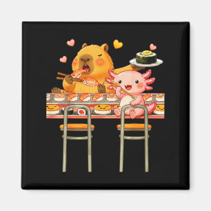 Cute Capybara Sushi and Axolotl Boba Kawaii Boys Magnet