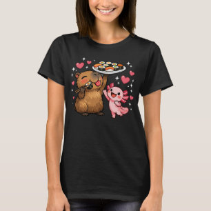 Cute Capybara Sushi Roll And Axolotl Funny T-Shirt