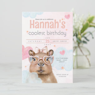 Cute Capybara-Themed Birthday Invitation