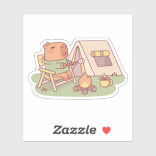 Cute Capybara Toasting Marshmallow At Campfire