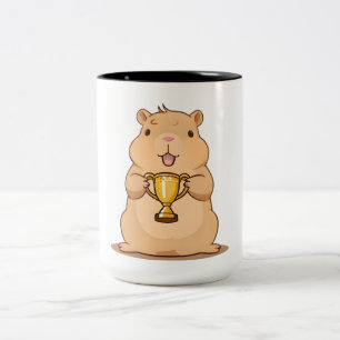 Cute Capybara Trophy Winner Kawaii Design Two-Tone Coffee Mug