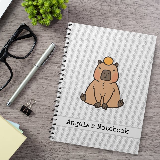 Cute Capybara with an Orange Notebook (Capybara orange)