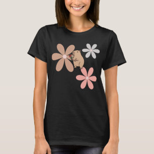  Cute Capybara With Flower  T-Shirt