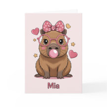 Cute Capybara with Glasses and Bubblegum