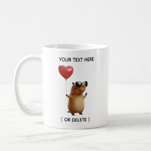 Cute Capybara with Heart Balloon Personalised Mug