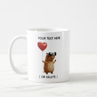 Cute Capybara with Heart Balloon Personalised Mug