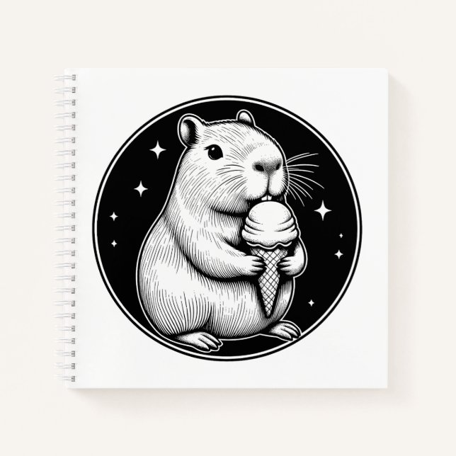 Cute Capybara with Ice Cream Code Kawaii  Notebook (Front)