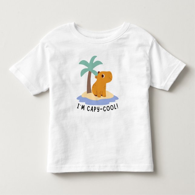 Cute Capybara with Palm Tree Toddler T-Shirt (Front)