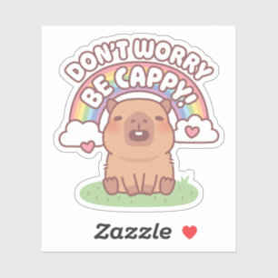 Cute Capybara With Rainbow Don't Worry Be Cappy