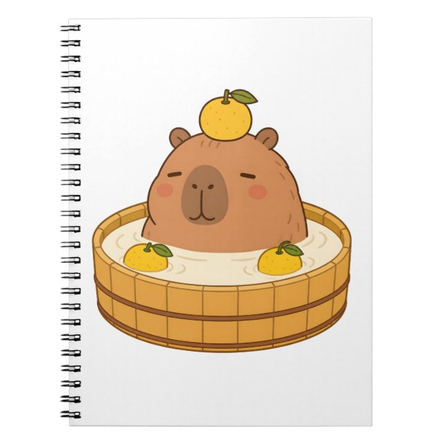 Cute Capybara Yuzu Bath Onsen Kawaii Notebook (Front)