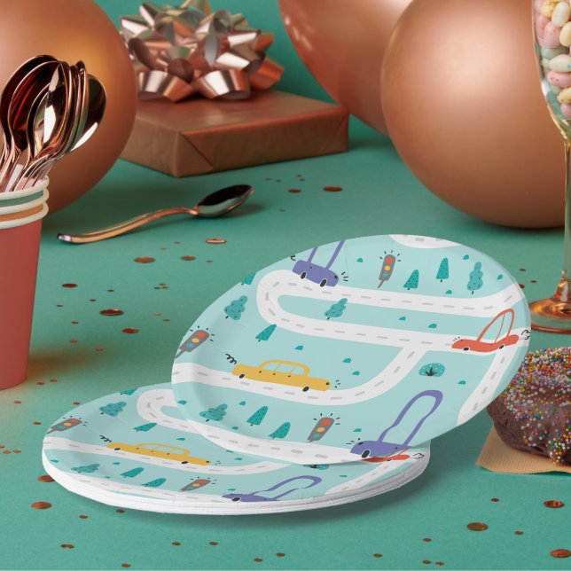 Cute Car Boy Birthday Party Paper Plate (Creator Uploaded)