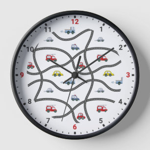 Cute Car Roads Kids Bedroom Decor Wall Clock
